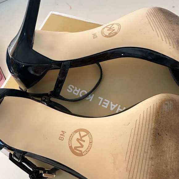 Michael MICHAEL KORS Simone Mid Patent Open Toe Shoes 8M - Picture 7 of 10